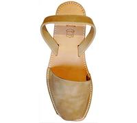 Auténticas Avarcas Menorquinas con Suela Beige, Suela de Goma, Abarcas, Albarcas, Sandalias (39 EU, Natural Aguas Box con Suela Beige)