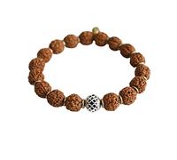 Auténticas cuentas Rudraksha Mala 5face-Rudraksha. Adecuado para yoga, meditación y uso. Sin tratamiento químico, cera y color. Importado de Nepal, Madera, Sin gemas.