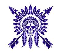 Auténtico arte de calaveras inspirado en la cultura nativa americana. Calcomanías de vinilo para murales y paredes 54.6x55.1cm Decoración artística Azul oscuro