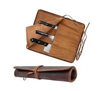 Autentico Leather Funda de piel auténtica de búfalo para cuchillos, soporte para rollo de cuchillos de chef, funda de transporte, organizador de almacenamiento, ideal para viajes, regalo de artista