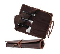 Autentico Leather Funda de piel auténtica de búfalo para cuchillos, soporte para rollo de cuchillos de chef, funda de transporte, organizador de almacenamiento, ideal para viajes, regalo de artista