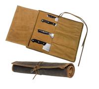 Autentico Leather Funda de piel auténtica de búfalo para cuchillos, soporte para rollo de cuchillos de chef, funda de transporte, organizador de almacenamiento, ideal para viajes, regalo de artista