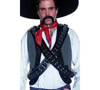 Auténtico Oeste Cuero Bala Cinturón Bandolera Negro Hombre Cowboy Sheriff Fancy