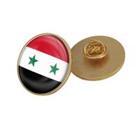 Auténtico pin de solapa con banderas sirias, materiales de hierro resistentes, portátil para estudios culturales y declaraciones de moda únicas, elegante insignia de solapa, round, como se describe