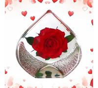 Auténtico recubierto de resina epoxi, pisapapeles con rosa inmortal, artesanía floral duradera, recuerdo inofensivo para decoración del hogar | Para escritorio de oficina, mesita de noche, sala de