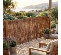 Auténtico rollo de valla de caña natural, 40 x 170 cm para exteriores, malla de bambú resistente a la intemperie, valla transpirable para terraza para mayor privacidad y atractivo estético.
