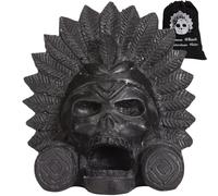 Auténtico silbato azteca de la muerte "OW" - Produce fuertes gritos similares a los humanos a altos decibelios, diseño tradicional azteca negro coleccionable