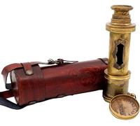 Authentic Gift Collection Telescopio de mano pirata antiguo de cristal espía vintage para entusiastas de la aventura, decoración náutica monocular de latón, coleccionables náuticos de mano (Commando