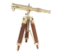 Authentic Gift Collection Telescopio vintage de latón macizo con trípode de madera para el hogar, réplica antigua de regalo, telescopio en acabado dorado, juego náutico marino... regalo
