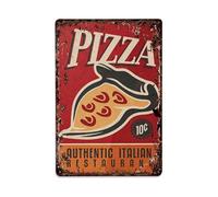 Authentic Italian Restaurant Vintage Pizza Placa de Aluminio Retro, Decoración de Pared Vintage Para Hogar, Bar, Garaje Y Granja 30x20cm