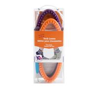 Authentic Knitting Board Auténtico para Tejer Junta y su telares para Calcetines, Color Morado/Naranja