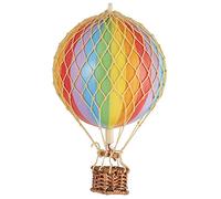 Authentic Models - Globo Aerostático Reproducción de Globo con Cesta Giratoria y Red, Material: Cartón/rafia, Talla única, Rústico, Color: Arcoiris (Rainbow), Forma: Redonda, Para: Cumpleaños