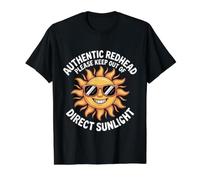 Authentic Redhead Please Keep out of Direct Sunlight - Camiseta gráfica económica, Hombre, Negro, L