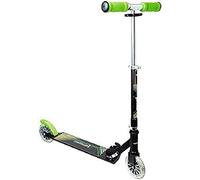 authentic sports & toys GmbH GmbH - Scooter de Aluminio, Neon 125 mm, con Luces en Las Ruedas, Color Negro/Verde