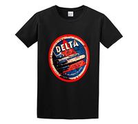 Authentic Vintage Delta Air Lines Luggage Sticker Unisex 100% Cotton Short-Sleeve T-Shirts Black M