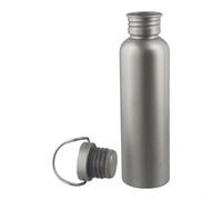 Autilyshop Botella de agua de titanio puro con tapa, 500 ml, 600 ml, 750 ml, ligera, resistente a la corrosión, para camping, senderismo, deportes al aire libre y viajes, color gris (750 ml)