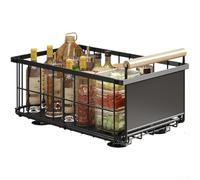 Autilyshop Cesta de almacenamiento plegable extraíble para debajo del fregadero, estante deslizante de hierro para armario, utensilios, organización de aperitivos, ahorro de espacio, cajón de alambre