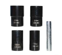 Autilyshop Juego de herramientas para quitar tuercas CR-MO de acero para llaves de vaso de acero de 17 mm, 19 mm, 21 mm, 22 mm, 1 2 pulgadas para barra de trinquete llave de mano para extracción de