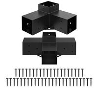 Autilyshop Kit de soportes de pérgola de aleación de acero para madera de 4 x 4 pulgadas, soportes de esquina de 4 vías y 3 vías para pérgolas de jardín, glorietas de metal, estructuras al aire libre