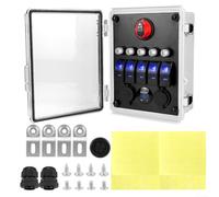 Autilyshop Marina 12V 5 Gang Rocker Switch Panel Box Impermeable ABS PC Aluminio con Interruptor de Circuito Indicador LED Voltaje Medidor Puerto USB para Barco RV Blanco (A)
