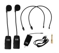 Autilyshop Micrófono inalámbrico de 2,4 GHz para enseñar guía turística, conferencias, reuniones, karaoke con rango de 30 m, batería de 450 mAh y adaptador de 3,5 mm a 6,5 mm (2 micrófonos