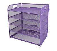 Autilyshop Organizador de archivos de escritorio de malla de 5 niveles, bandeja de metal para cartas, clasificador de papel con mango portátil, marco de acero resistente, diseño ventilado para espacio