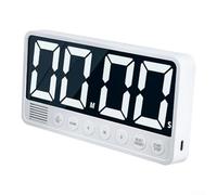 Autilyshop Temporizador LED de pantalla grande con batería de 2000 mAh para estudio de fitness, cocina y gestión del tiempo, visualización de cuenta regresiva positiva, color blanco