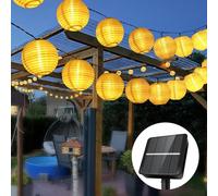 Auting Cadena de luces solares para exteriores, 12 m, 50 LED, luz blanca cálida, farolillo solar, para exteriores, 8 modos, resistente a la intemperie, para jardín, balcón, terraza, boda