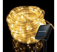 Auting Guirnaldas Luces Exterior Solar,10 m, 100LEDs Luces Led Solares Exteriores Jardin, cadena de luces LED para exterior, blanco cálido para bodas, fiestas y Navidad, iluminación de Navidad