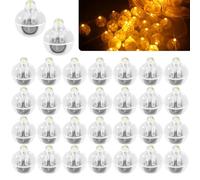 Auting - Juego de 30 mini luces LED para globos de color blanco cálido para farolillos de papel, boda, Navidad, fiesta, cumpleaños