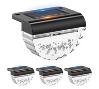 Auting Lámparas solares para exteriores, 4 unidades de luces solares para la decoración del jardín, luces solares impermeables para vallas de color blanco cálido para escaleras, escaleras, vallas,