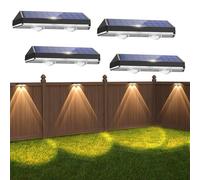 Auting Lámparas solares para exteriores, 4 unidades, lámpara de pared solar exterior, IP65, resistente al agua, 3 modos de luz, lámpara de pared solar para exterior, jardín, iluminación de vallas,