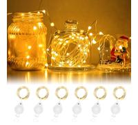 Auting luces de hadas, paquete de 6 luces led, guirlande lumineuse, micro LED, pilas, impermeable IP65, decoración, manualidades, Navidad, boda, Halloween, fiestas, jardín, terraza