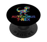 Autisaurus T-Rex - Rompecabezas de Dinosaurio para concienciación sobre el Autismo para niños PopSockets PopGrip Adhesivo
