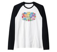 Autism Accept Understand Love Rainbow Handprints Sun Clouds Camiseta Manga Raglan