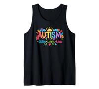 Autism Accept Understand Love Rainbow Handprints Sun Clouds Camiseta sin Mangas