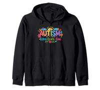 Autism Accept Understand Love Rainbow Handprints Sun Clouds Sudadera con Capucha