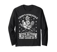 Autism Acceptance Funny Raccoon Rooster I'm Very Good At It Manga Larga