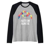 Autism Auntie It's Ok To Be Different Mes de Concientización sobre el Autismo Camiseta Manga Raglan