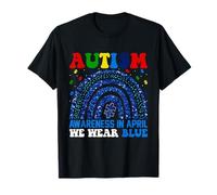 Autism Awareness Blue Puzzle Piece April Support Rainbow Camiseta