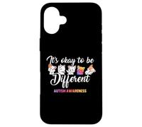 Autism Awareness Cat It’s Ok to Be Different Finny Autistic Carcasa para iPhone 16 Plus