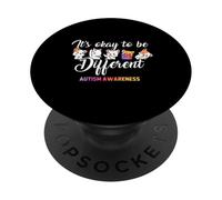 Autism Awareness Cat It’s Ok to Be Different Finny Autistic PopSockets PopGrip Adhesivo