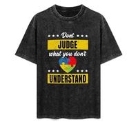 Autism Awareness Don't Judge What You Don't Understand Unisex T-Shirt Printed tee Black Mens Top Shirt XL