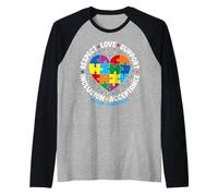 Autism Awareness Respect Love Support Blue Autism Camiseta Manga Raglan