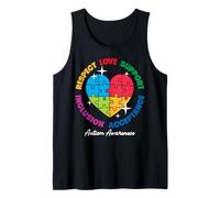 Autism Awareness Respect Love Support Blue Autism Camiseta sin Mangas