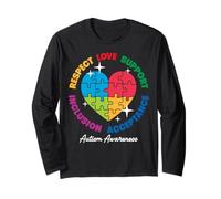 Autism Awareness Respect Love Support Blue Autism Manga Larga