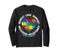 Autism Awareness Respect Love Support Blue Autism Manga Larga
