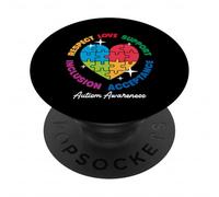 Autism Awareness Respect Love Support Blue Autism PopSockets PopGrip Adhesivo