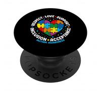 Autism Awareness Respect Love Support Blue Autism PopSockets PopGrip Adhesivo