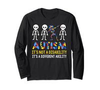 Autism Awareness Skeleton Dabbing Autistic Kids Awareness Manga Larga